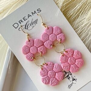 Pink Floral Dangle Earrings